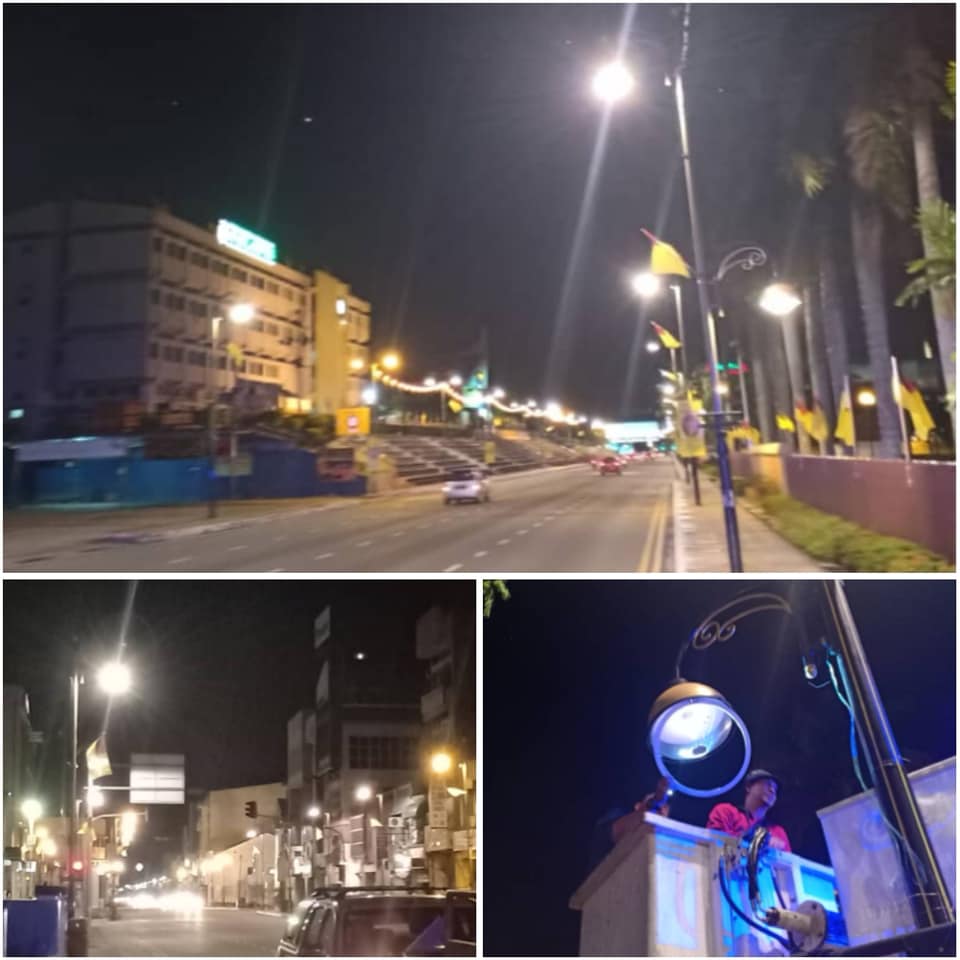 Pasukan Kejuruteraan Majlis Bandaraya Seremban masih lagi bertungkus lumus membaiki lampu untuk kesejahteraan penduduk Seremban