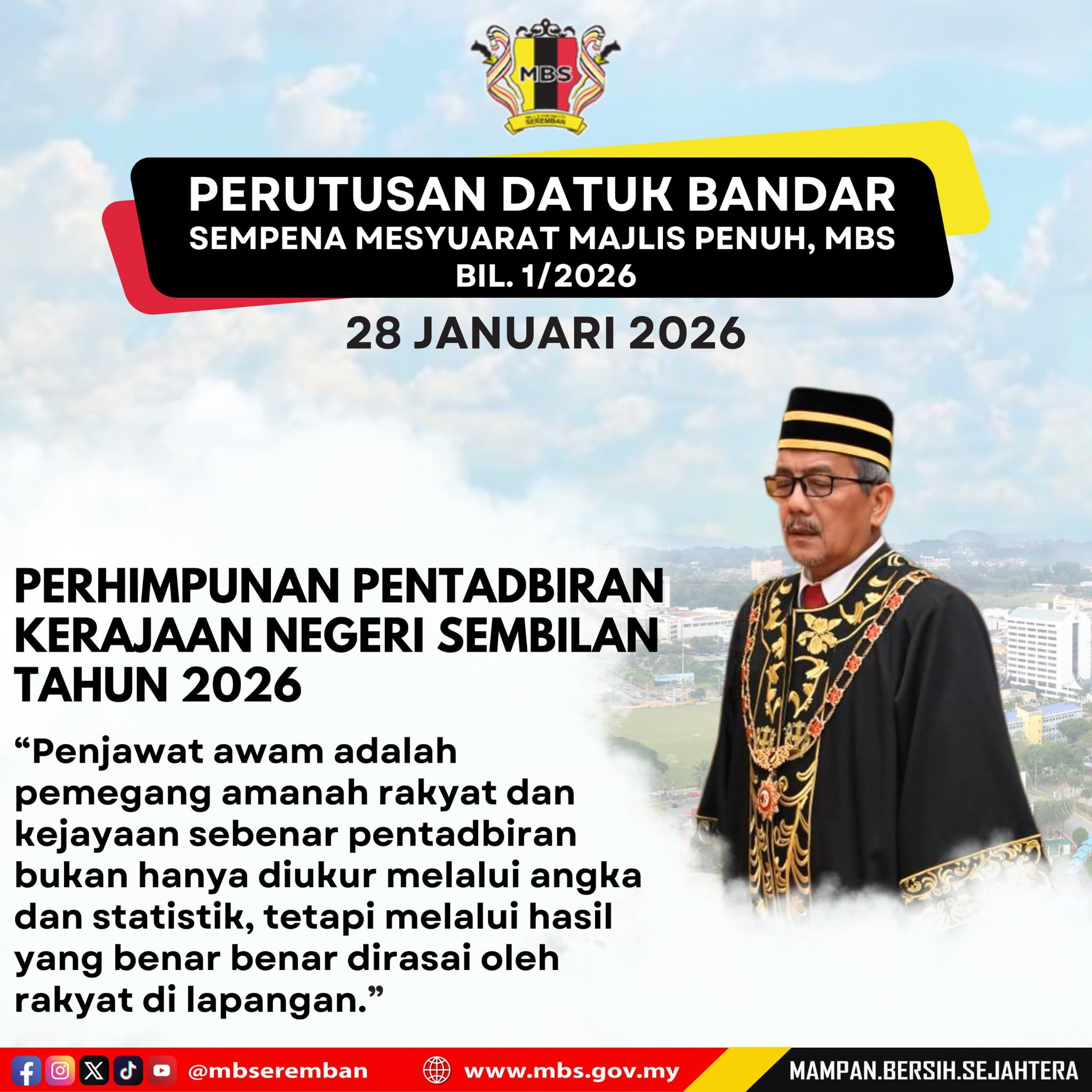 PERUTUSAN DATUK BANDAR SEWAKTU MESYUARAT MAJLIS PENUH MBS BIL.1/2026