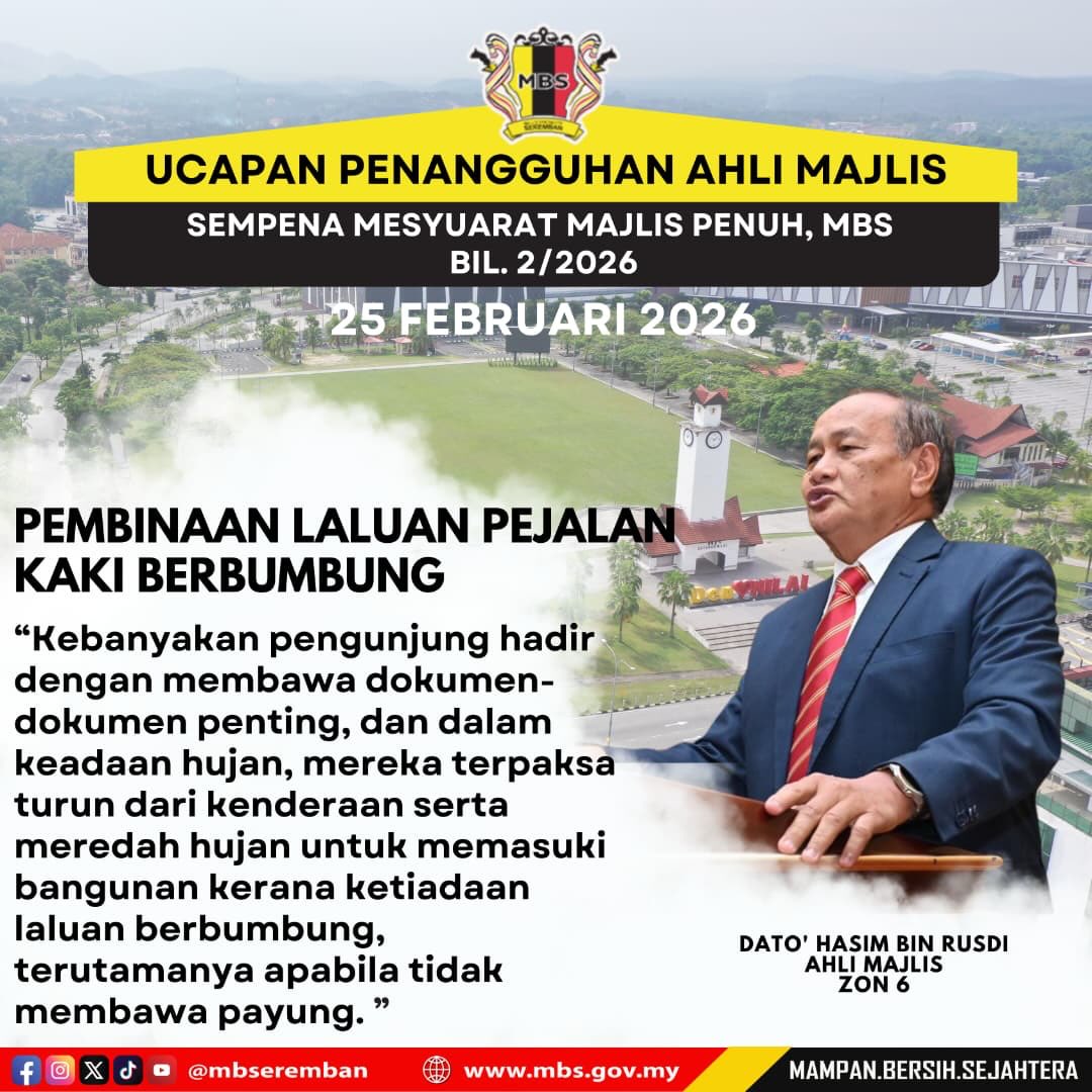 INTIPATI UCAPAN PENANGGUHAN AHLI MAJLIS, MAJLIS BANDARAYA SEREMBAN SEMASA MESYUARAT MAJLIS PENUH BIL.2/2026
