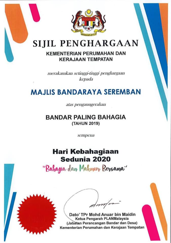 ANUGERAH BANDAR PALING BAHAGIA BAGI TAHUN 2019