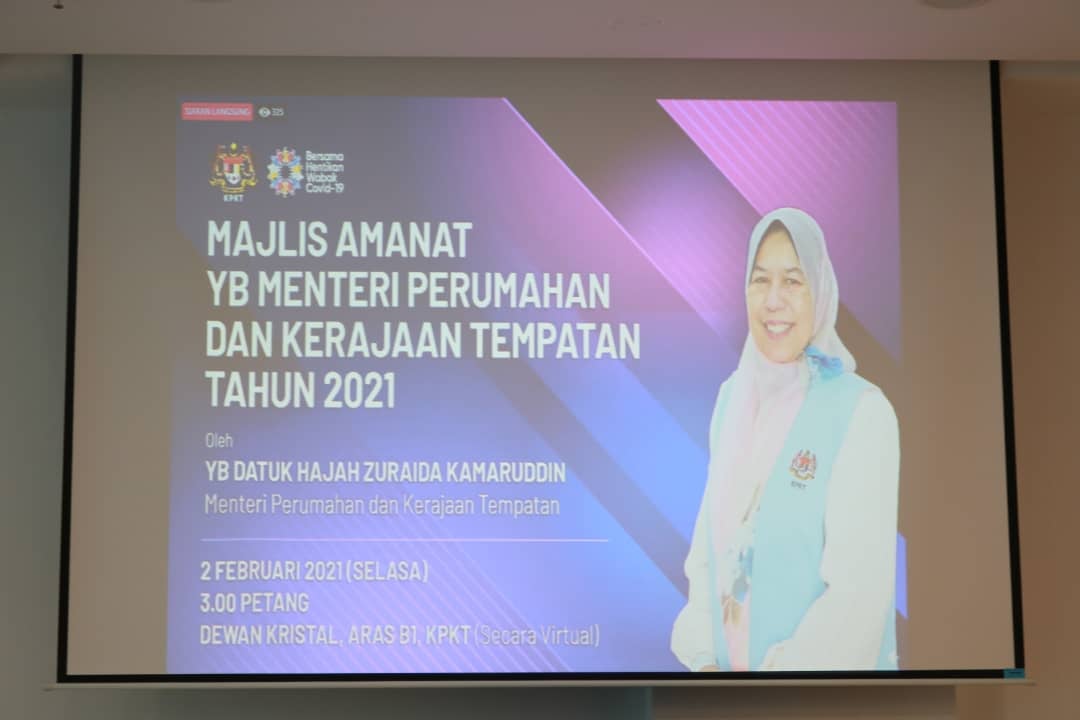 MAJLIS AMANAT YB MENTERI PERUMAHAN DAN KERAJAAN TEMPATAN TAHUN 2021 SECARA ATAS TALIAN 