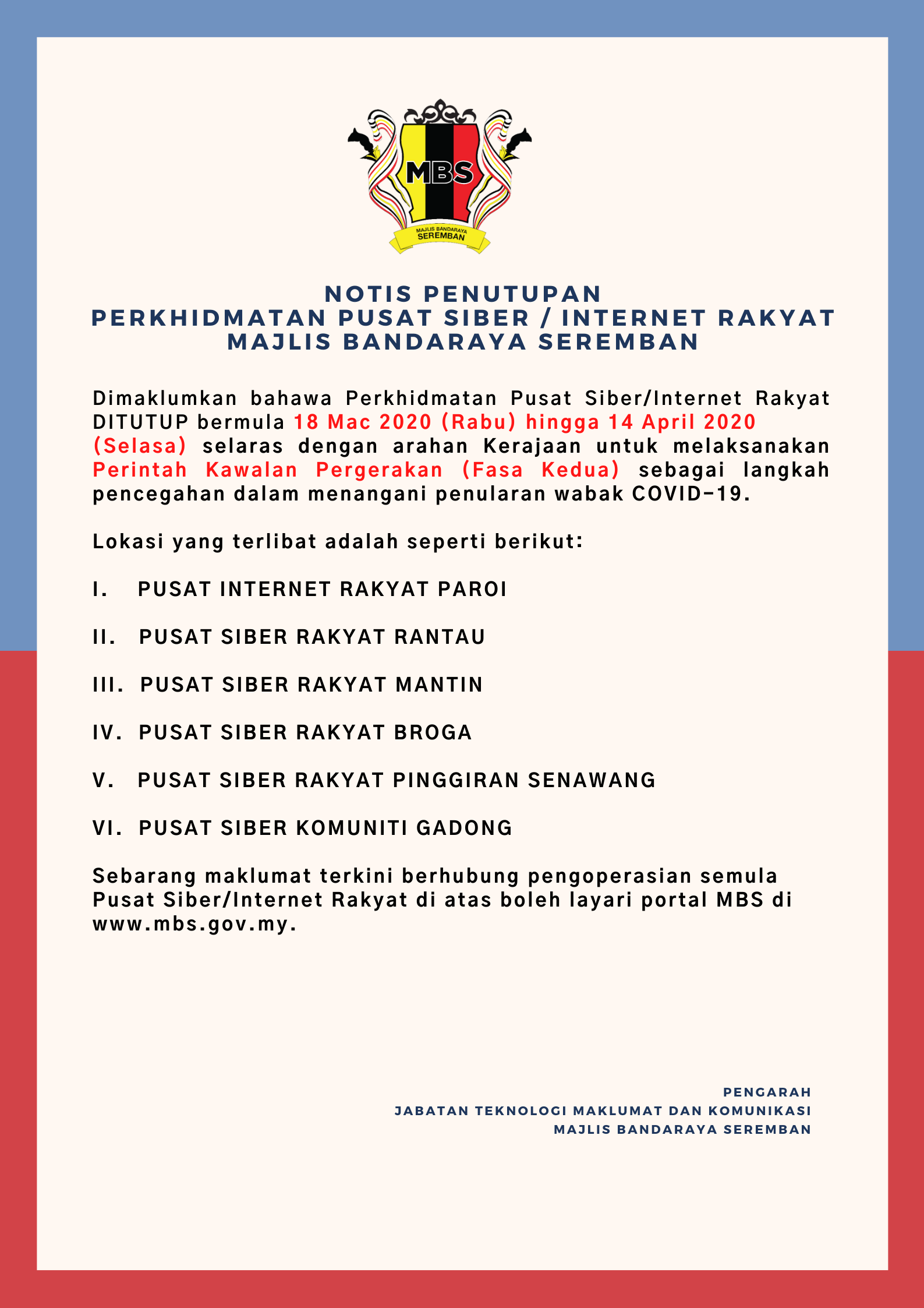 Penutupan Pusat Siber