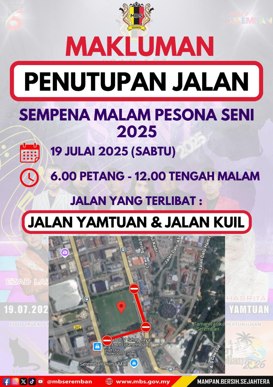 PENUTUPAN JALAN SEMPENA MALAM PESONA SENI 2025