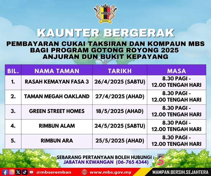 Kaunter bergerak bagi pembayaran cukai taksiran dan kompaun MBS