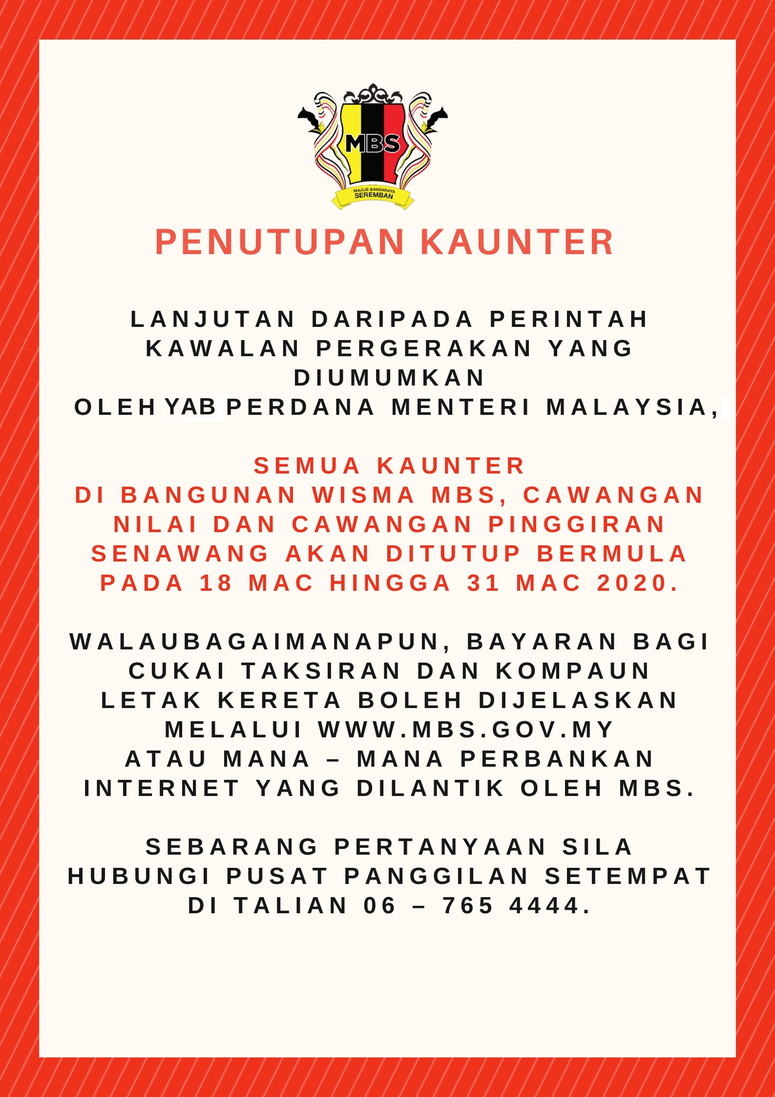 PENUTUPAN KAUNTER