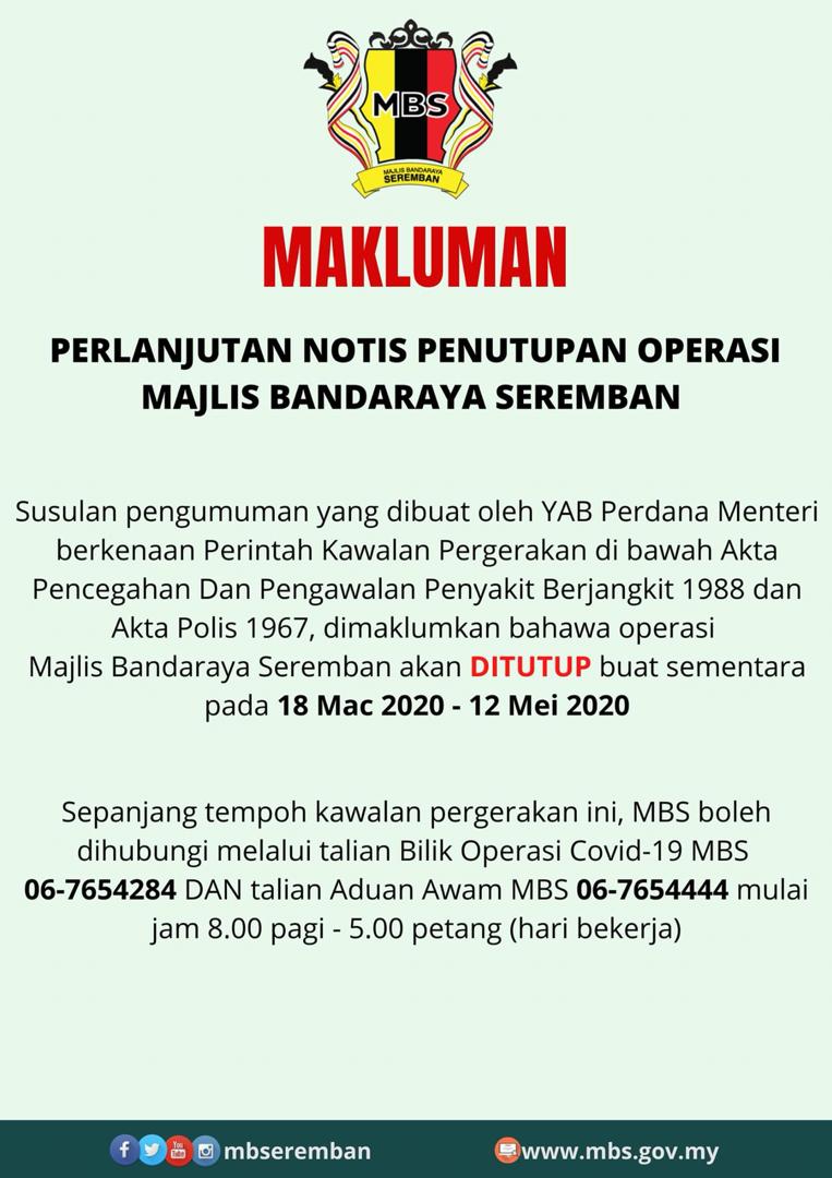 PERLANJUTAN NOTIS PENUTUPAN OPERASI MBS