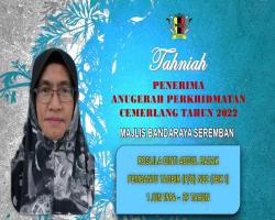 TAHNIAH DIUCAPKAN KEPADA PEGAWAI & KAKITANGAN MAJLIS BANDARAYA SEREMBAN YANG TELAH MENERIMA ANUGERAH PERKHIDMATAN CEMERLANG TAHUN 2022 PENTADBIRAN KERAJAAN NEGERI SEMBILAN
